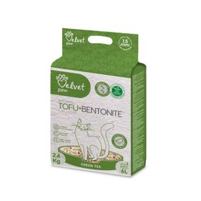 Растительный наполнитель для кошачьего туалета с бентонитом Velvet Paw Tofu, 6 л