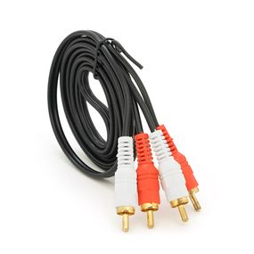 Кабель 2RCA (тато) => 2хRCA (тато), CU, круглий, 1,5 м, Black, Пакет