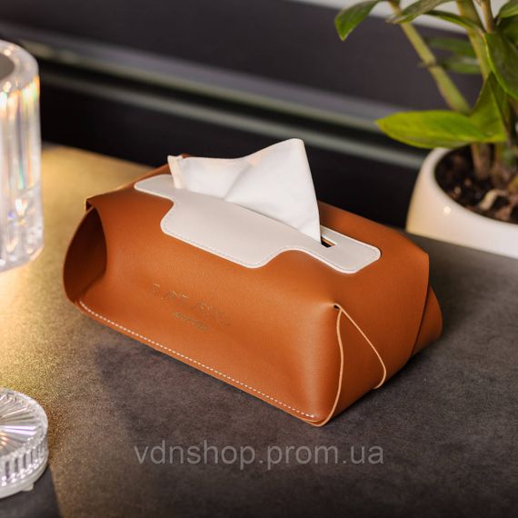 Серветниця з еко шкіри 21х12х8 см контейнер для серветок в автомобіль Коричневий HP-3-210BR | Зображення 4