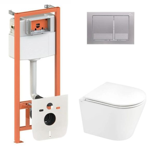 Набір Qtap Nest 4 в 1 підвісний унітаз Scorpio Ultra Quiet 520x365x365 + комплект інсталяції QT1433053EUQW45163