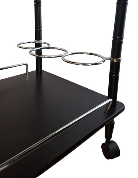 Столик сервірувальний на коліщатках дерев'яний чорний Onder Mebli 122832K з підставкою для вина | Зображення 3