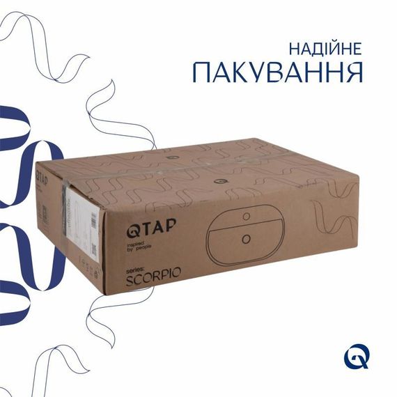 Комплект Qtap Scorpio: Раковина накладна овальна 500x380x120 мм White + Донний клапан PU02 | Зображення 4