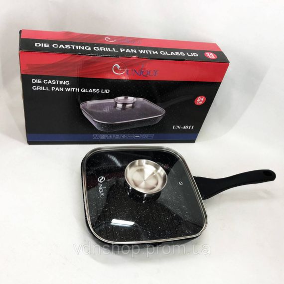 Сковорода для смаження на індукційній плиті, Сковорода алюмінієва поглиблена гриль зручна QO-55 | Зображення 7