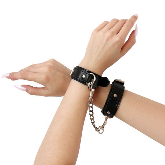 Наручники из экокожи Art of Sex Handcuffs Emoji Черные One Size | Зображення 1