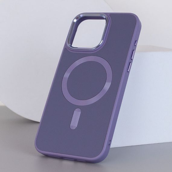 Шкіряний чохол Bonbon Leather Metal Style with MagSafe для Apple iPhone 13 Pro (6.1") Сірий / Lavender | Зображення 2