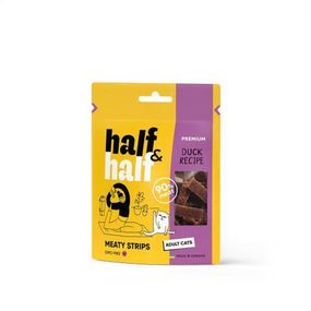 Лакомства для кошек Half&Half в форме мясных полосочек с уткой, 50 г