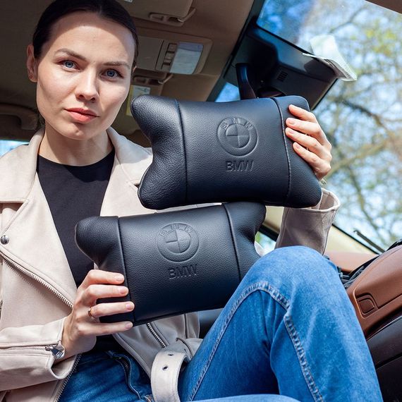 Преміальний набір автоподушок BMW із натуральної шкіри – подушки + брелок | Зображення 7