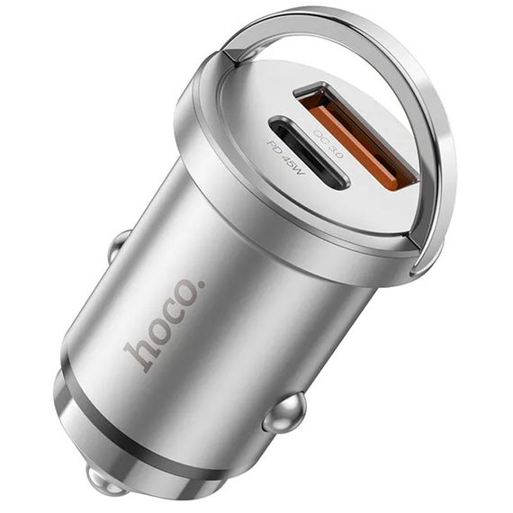 АЗУ Hoco NZ10 Handy PD45W+QC3.0 (1USB-A/1C) + кабель Type-C to Lightning Silver | Зображення 5