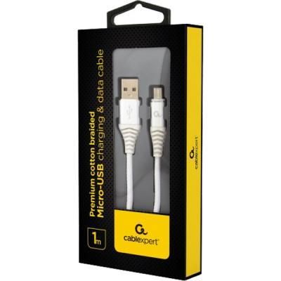 Дата кабель USB 2.0 Micro 5P to AM Cablexpert (CC-USB2B-AMmBM-1M-BW2) | Зображення 1