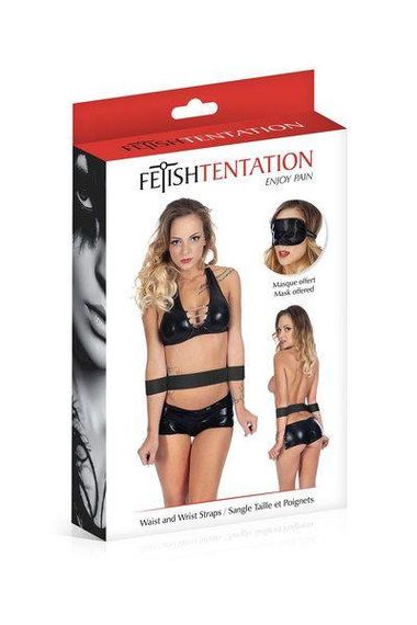 Фіксатор для талії і рук Fetish Tentation Waist and Wrist Straps з маскою на очі | Зображення 2