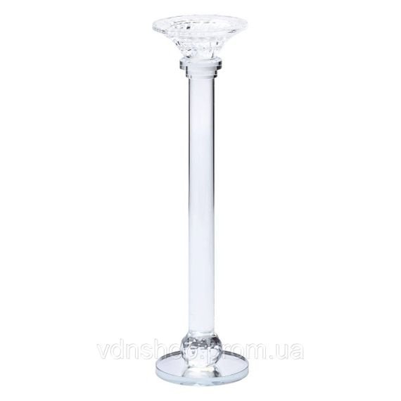Підсвічник скляний на тонкій ніжці 9×34 см прозорий декоративний підсвічник на стіл HP-4-8M | Зображення 1