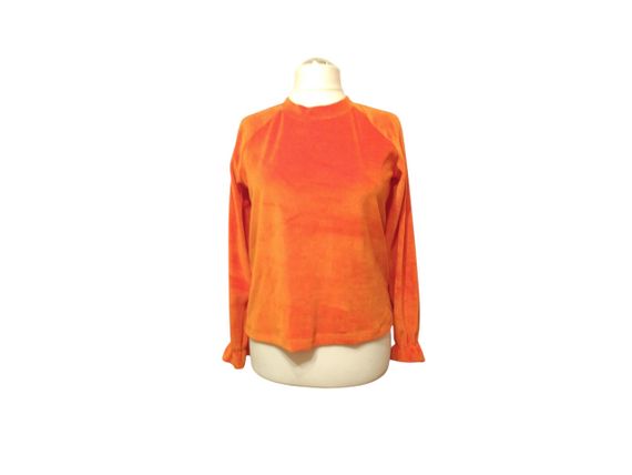 Жіноча Велюрова піжама лонгслів штани помаранчевий оксамитовий домашній костюм 60 | Зображення 2