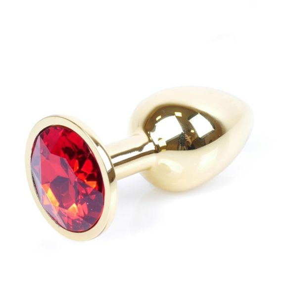 Анальна пробка - Jewellery Gold Plug Red | Зображення 1