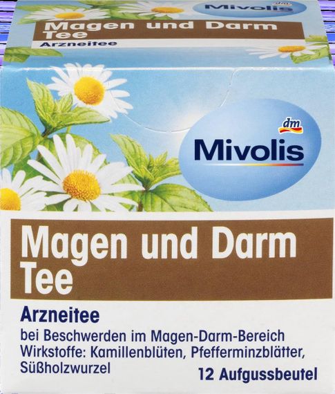 Травяной чай Mivolis Magen und Darm Tee для здоровья желудка и кишечника, 12 пакетиков