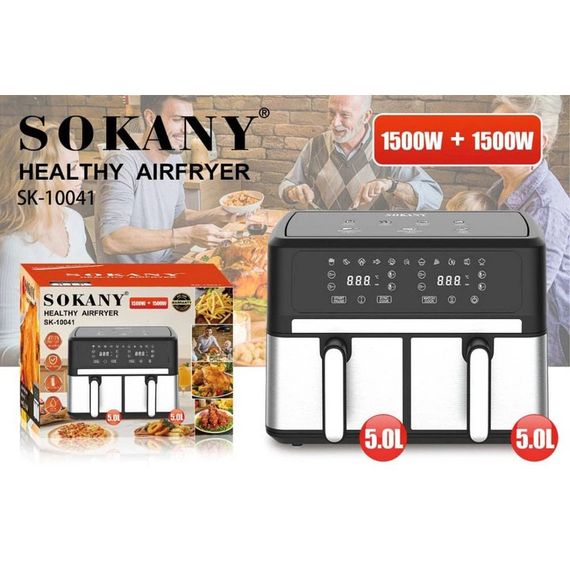 Аэрофритюрница Sokany SK-10041 Air Fryer безмасляного приготовления сенсорное управление 8л 1800Вт BE-82 | Зображення 1