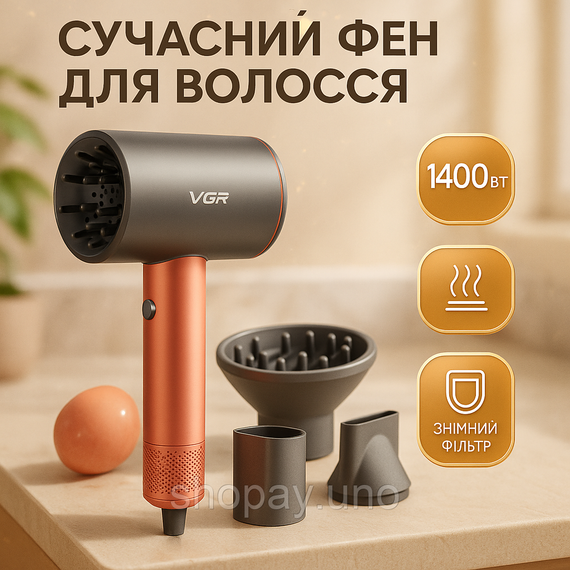 Фен профессиональный VGR V-440. Цвет: оранжевый