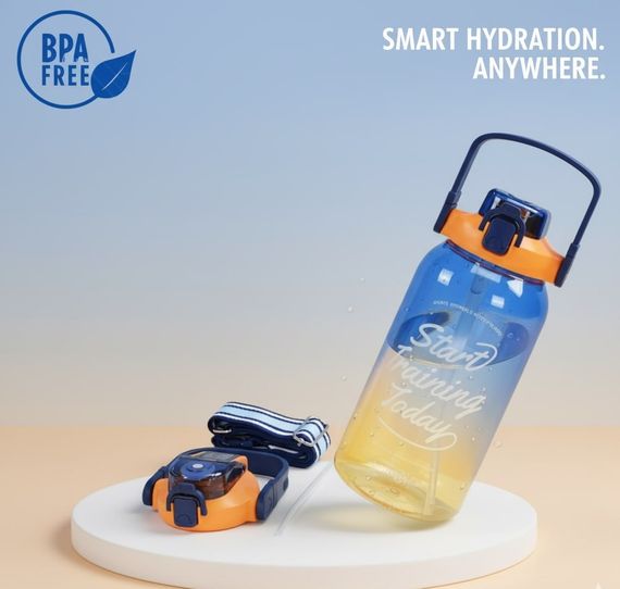Спортивна пляшка для води START TRAINING (1500 мл) —  Синьо-жовта  з ручкою | Зображення 7