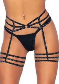 Leg Avenue Rhinestone garter strapps OS Black sexstyle