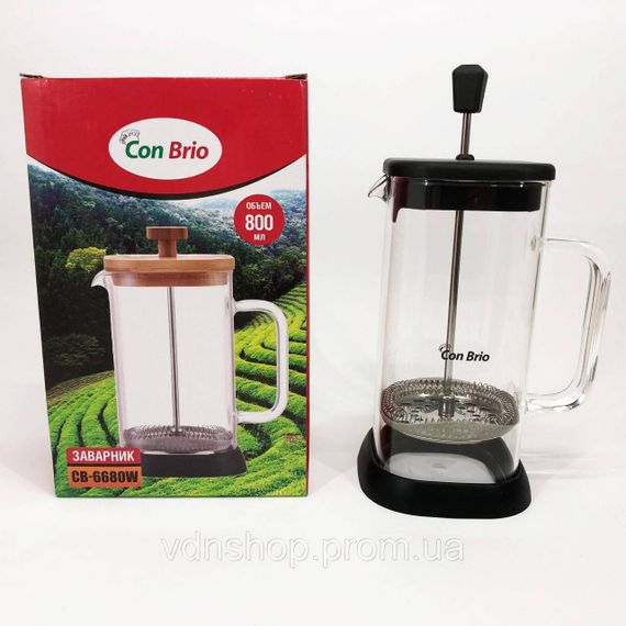 Чайники для заварки, Френч-прес для ароматного чаю, Френч-преси зі скла, Заварник скляний з пресом WV-26 | Зображення 6