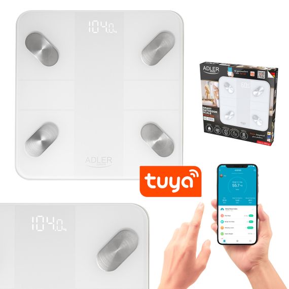 Ваги підлогові діагностичні електронні Adler AD 8186 Smart білі до 180 кг з Bluetooth та аналізом складу тіла | Зображення 8
