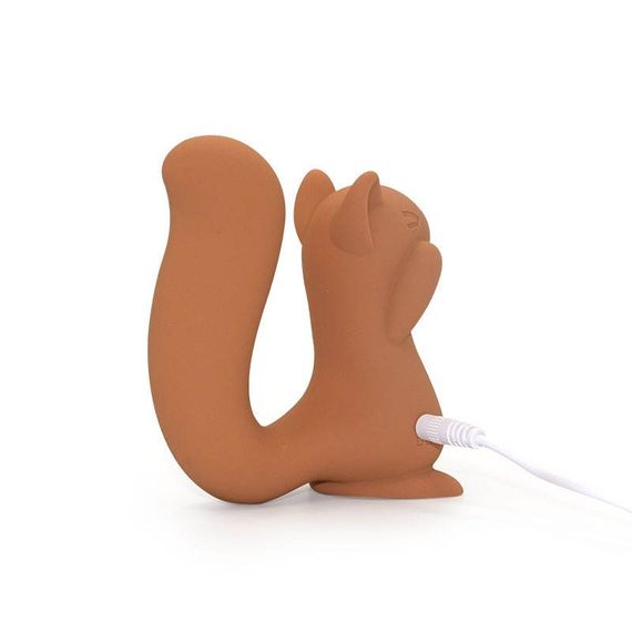 Вакуумний кліторальний стимулятор з вібрацією 2 в 1 у формі білочки Sweet Em Velvet Lure Brown | Зображення 6