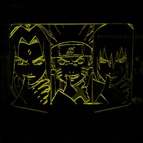 Акриловый светильник-ночник Наруто Команда 7 желтый tty-n000467