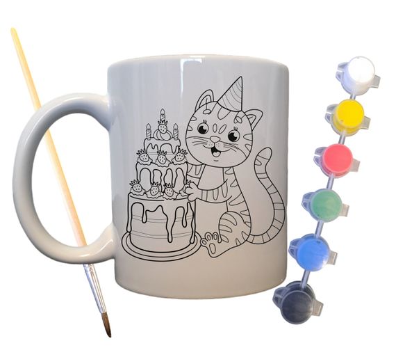 Набор для творчества кружка раскраска  Подарок на День рождения 330 мл белая (КР0065) | Зображення 1