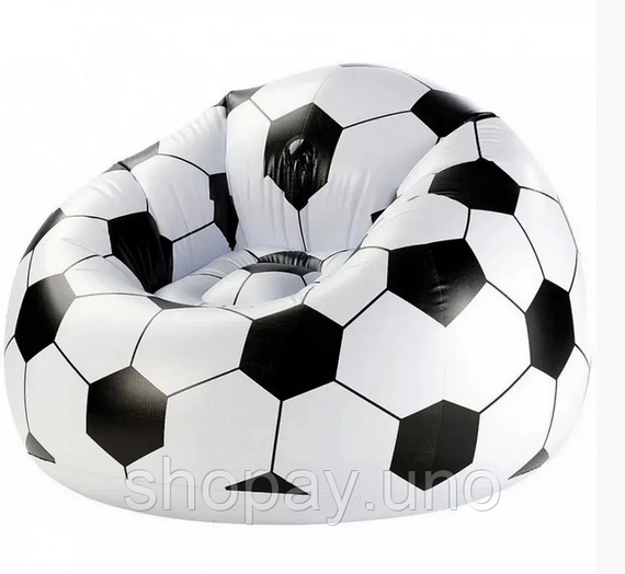 Надувное кресло-пуф Inflatable Sofa / Надувное кресло-мешок 110×110×85 см Черно-белый | Зображення 2