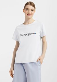 Футболка жіноча біла з принтом "Все буде Україна", 2XL