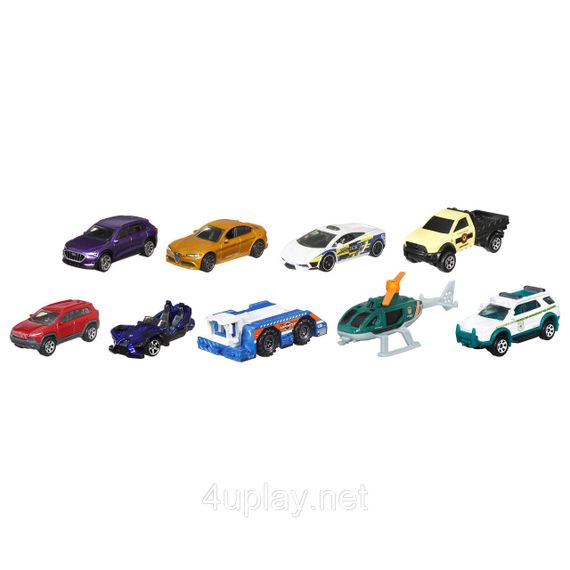 Подарунковий набір з 8 машинок і вертольота Матчбокс Оригінал Matchbox 9-Pack Die-Cast 1:64 Scale Toy Cars | Зображення 1