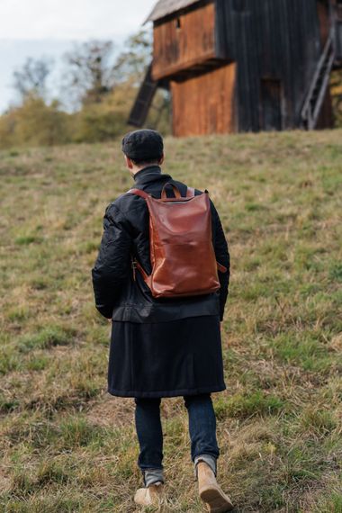 Шкіряний рюкзак Skin and Skin Flatrock M Коньячний (BP09co) | Зображення 3