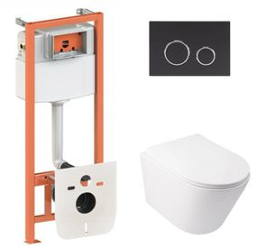 Набір Qtap Nest 4 в 1 підвісний унітаз Swan Ultra Quiet 485x360x320 + комплект інсталяції QT16335179W45150