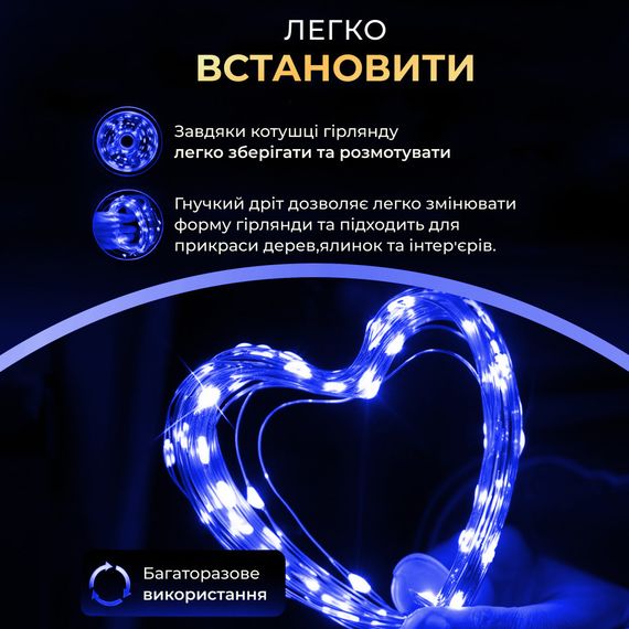 Гірлянда роса на пульті 100 метрів на 1000 led світлодіодів крапля на зеленому дроті синя | Зображення 2