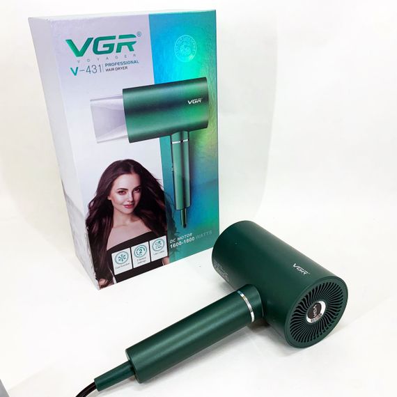 Професійний фен для волосся VGR V-431 потужністю 1600-1800 Вт із режимом холодного повітря. Колір: зелений | Зображення 7