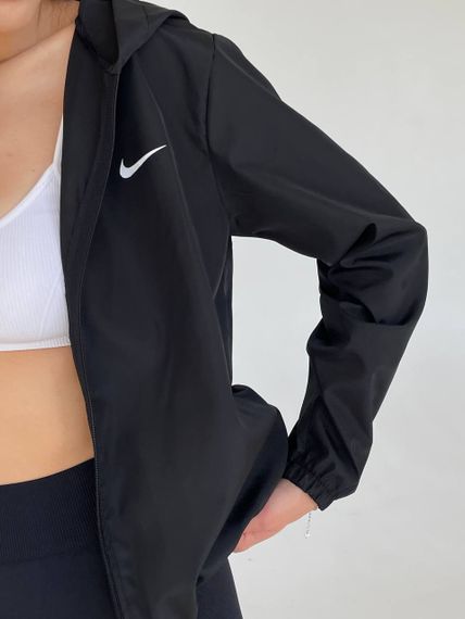 Женская короткая легкая ветровка из плащевки на молнии с капюшоном цвет черный, размер 42/46 TS110 | Зображення 5