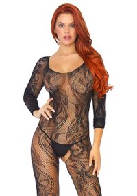 Бодистокинг Leg Avenue Swirl Lace Bodystocking One size Black, ажурная ткань, доступ sexstyle