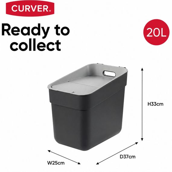 Контейнер для сміття Curver Ready to Collect 20 л темно-сірий для сортування відходів (02102) | Зображення 9