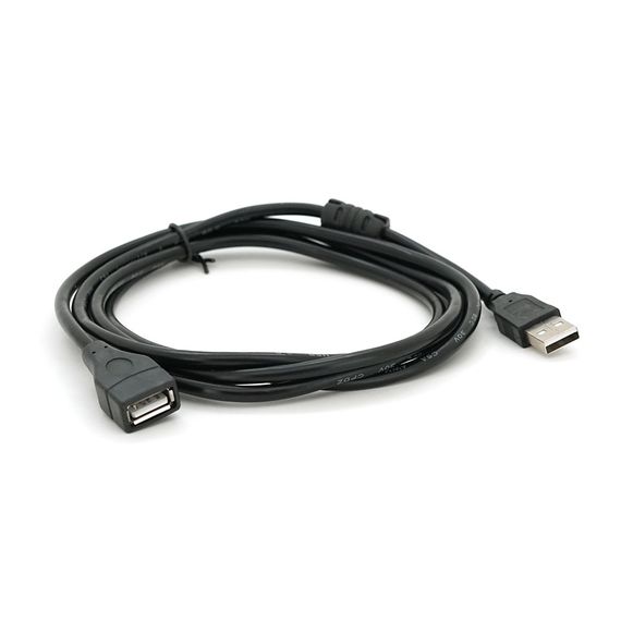 Удлинитель USB 2.0 AM/AF,2.0m,1 феррит,черный Пакет Q250