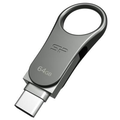 USB флеш накопичувач Silicon Power 64GB Mobile C80 Silver USB 3.2 (SP064GBUC3C80V1S) | Зображення 1