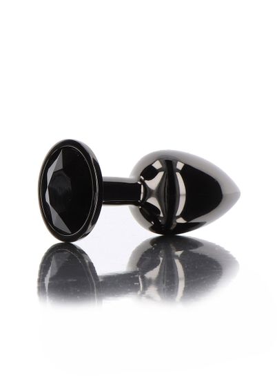 Анальна металева пробка M із чорним каменем Butt Plug With Diamond Jewel Taboom Sex Aura
