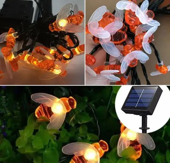 Солнечная гирлянда "Пчелки" 30 ламп 4,5 м, теплый-белый | Зображення 3