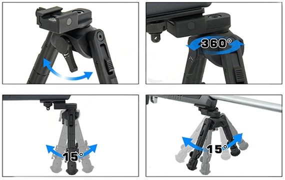 Сошки Leapers UTG Recon 360 TL Висота - 20 -30.5 см Тактичні сошки Сошки для зброї Сошки для автомата | Зображення 2