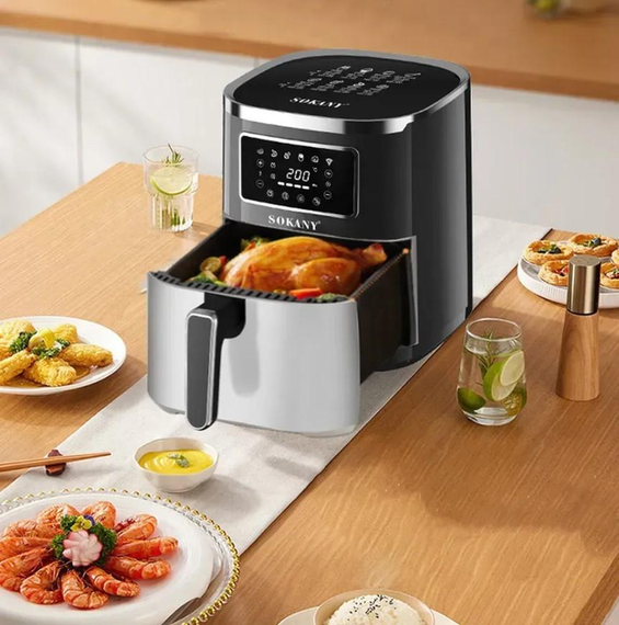 Аерофритюрниця Sokany SK 10052 1700W Аерогриль безмасляна мультипіч для приготування без олії 7 л з сенсорним керуванням | Зображення 3