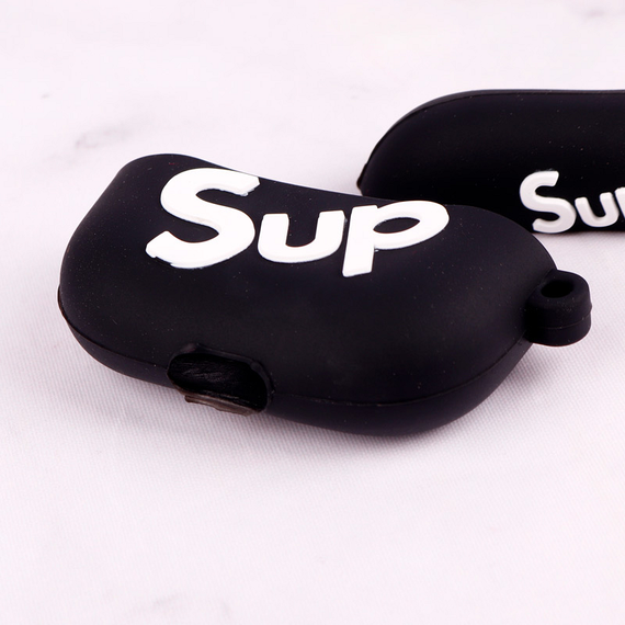 Силиконовый 3D чехол для наушников Apple AirPods Pro 1/2 Sup Черный | Зображення 5
