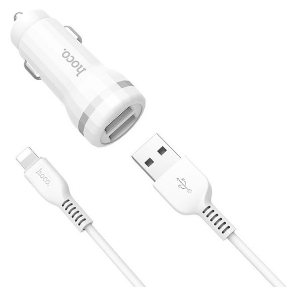 АЗП Hoco Z27 Staunch (2USB 2.4 A) (+кабель Lighthing)