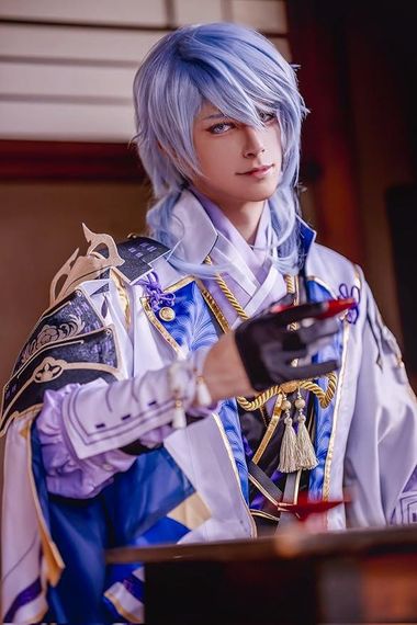 Костюм Камісато Аято XXL косплей Геншин Імпакт, комплект образ наряд Kamisato Ayato Genshin Impact на Хелловін в стилі аніме | Зображення 6