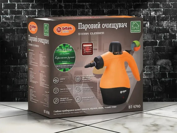 Паровий очищувач ручний 2200Вт 4,2бар Steam Cleaner BITEK BT-4740