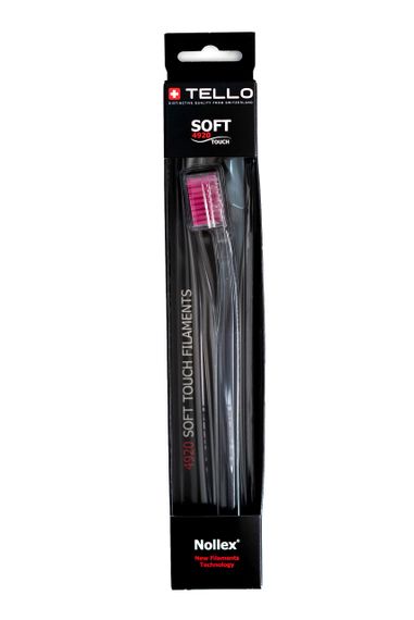 Зубна щітка Tello 4920 Soft Black, d 0.12mm, пудровий