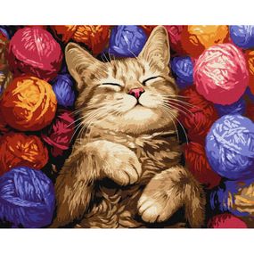 Картина за номерами "Кіт у клубочках" ©art_selena_ua KHO6710, 40х50 см