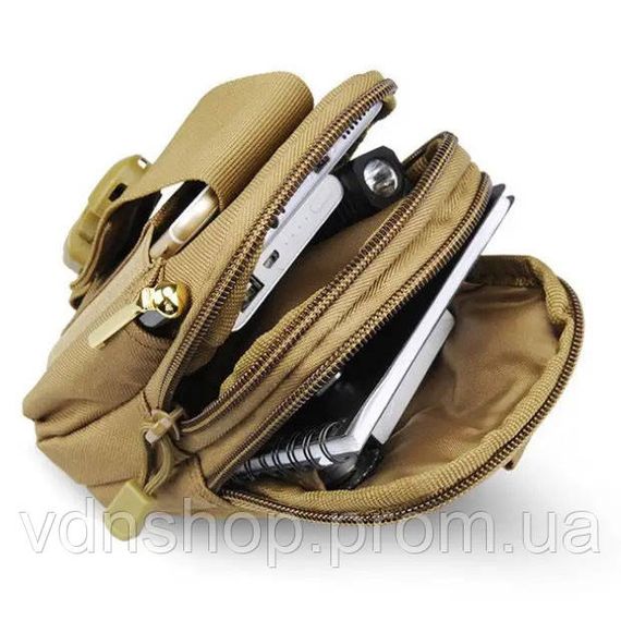 Тактична сумка - сумка для телефону, система MOLLE органайзер тактичний з кордури. Колір: койот GY-85 | Зображення 2